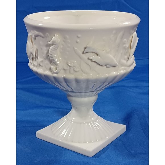 Vtg Lenwile Porcelain Sea Creatures Blanc De Chine Sculpture Cachepot Cach Pot - Picture 3 of 12